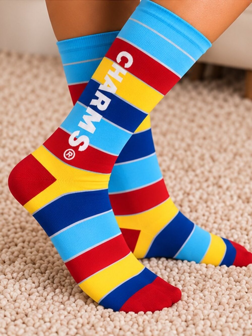 Charms Unisex Multicolor Striped Novelty Crew Socks